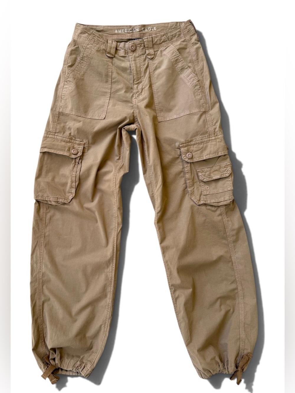 American Eagle Baggy Jogger Cargo Pants Women's  Khaki Utility Y2K size 2